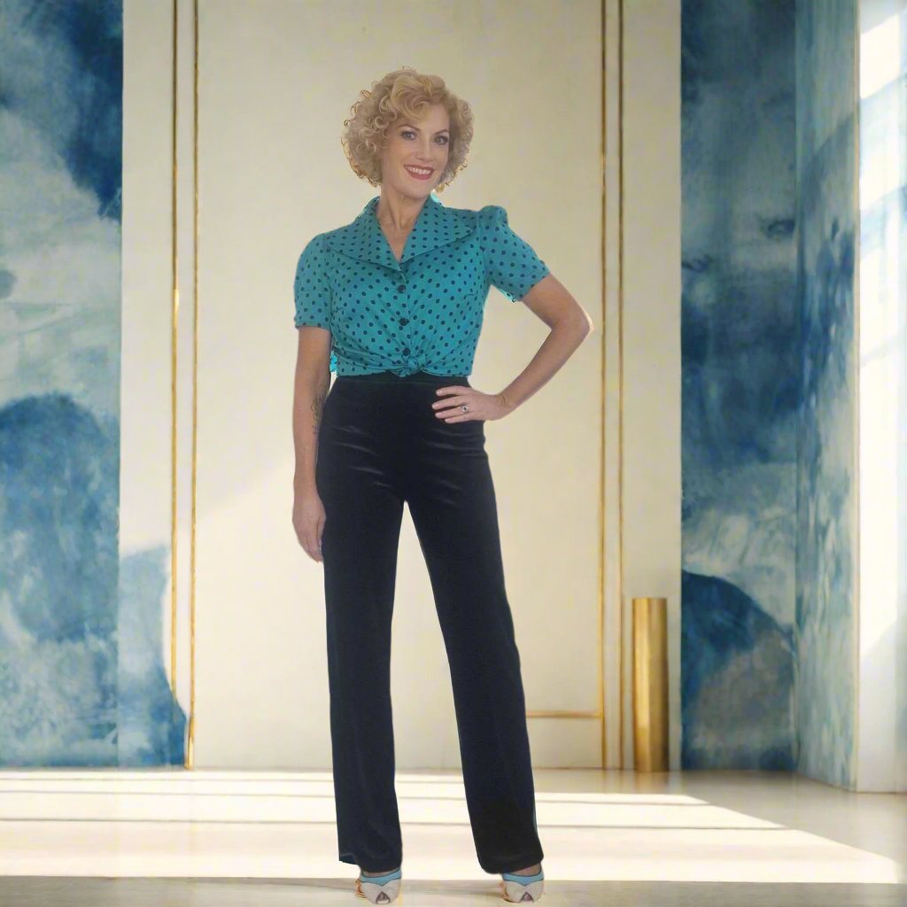 Mabel Main Velvet Wide Leg Pants - Black