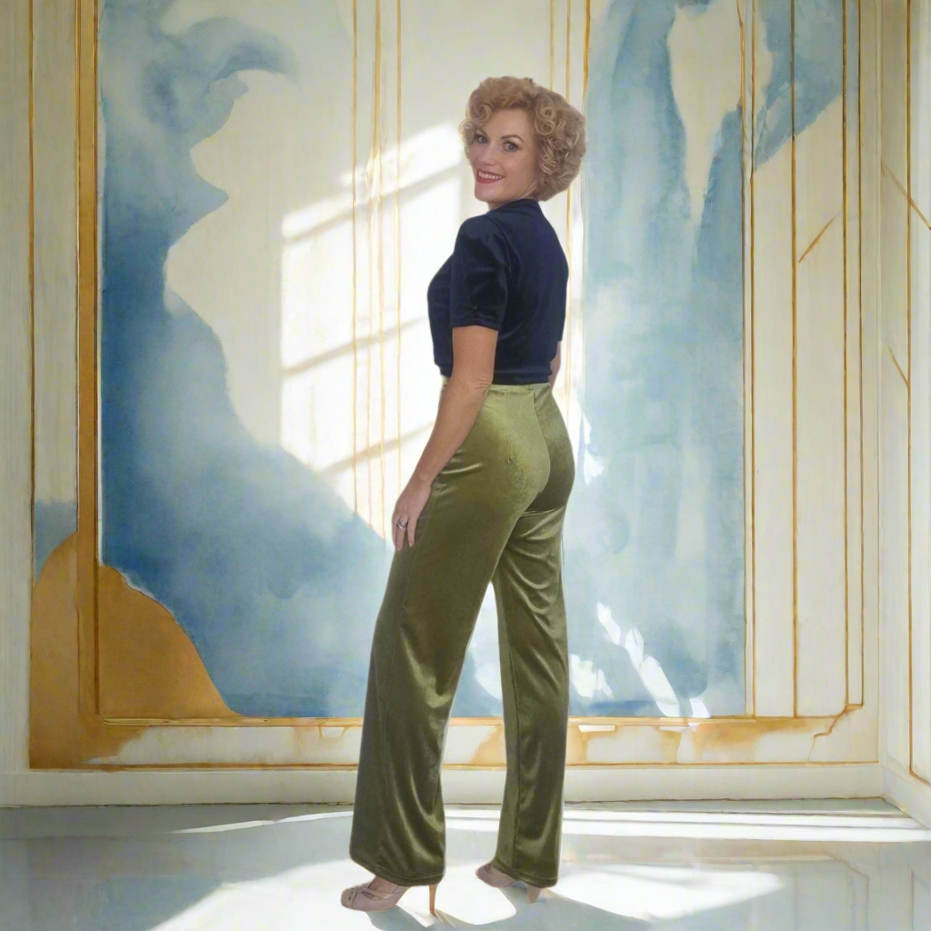 Mabel Main Velvet Wide Leg Pants - Chartreuse