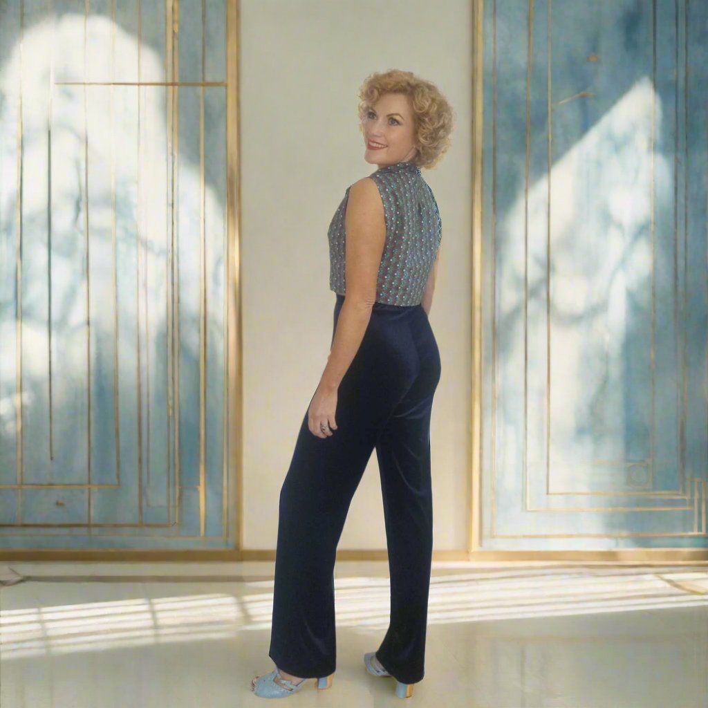 Mabel Main Velvet Wide Leg Pants - Navy